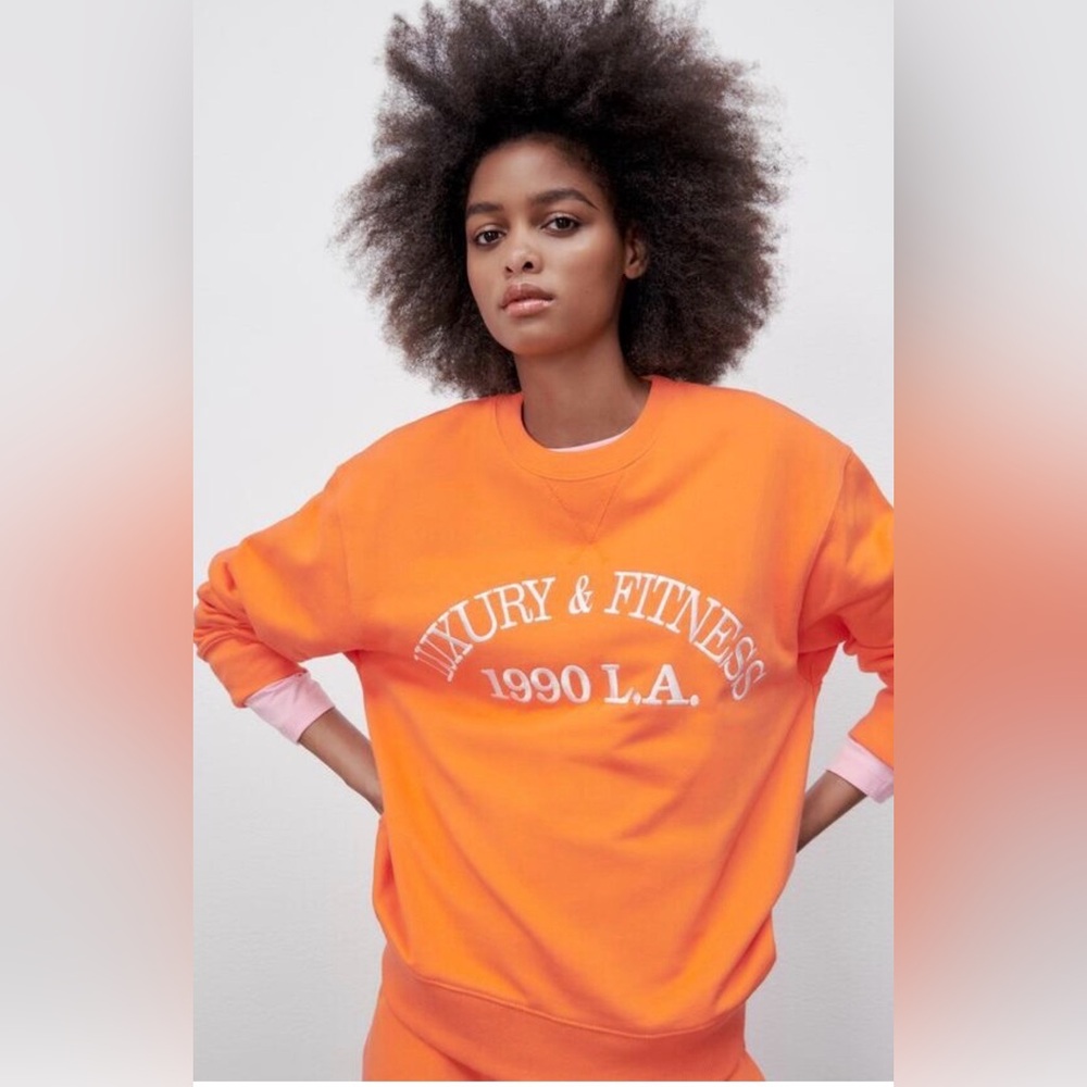 Zara orange graphic sweatshirt. Size M. EUC